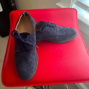 Navy Suede Oxford Shoes